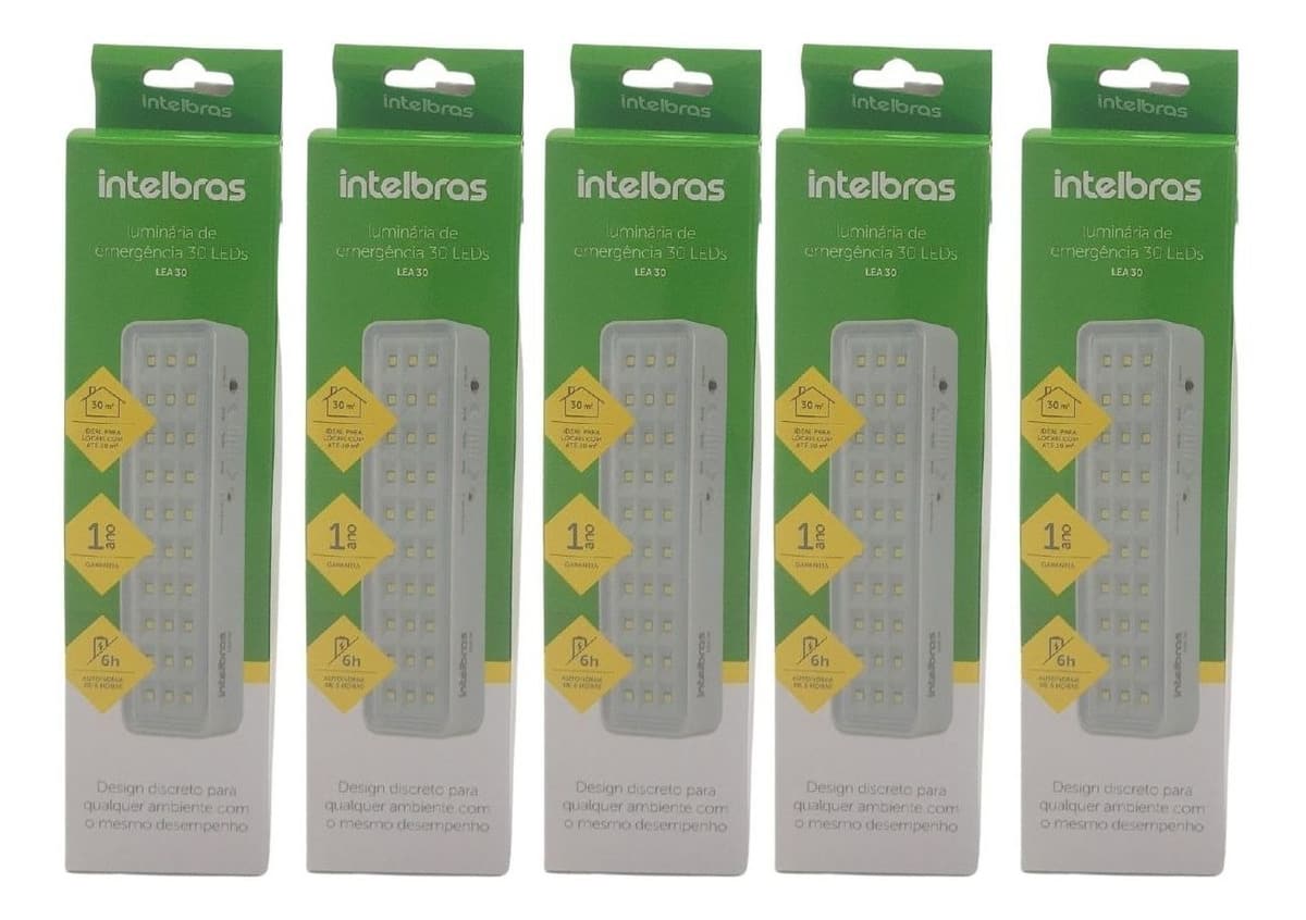 Kit 5 Luminária De Emergência Autônoma De Led 30l Intelbras
