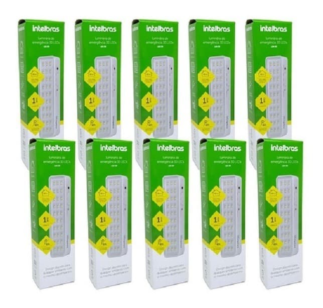 Kit 10 Luminária De Emergência Autônoma De Led 30l Intelbras