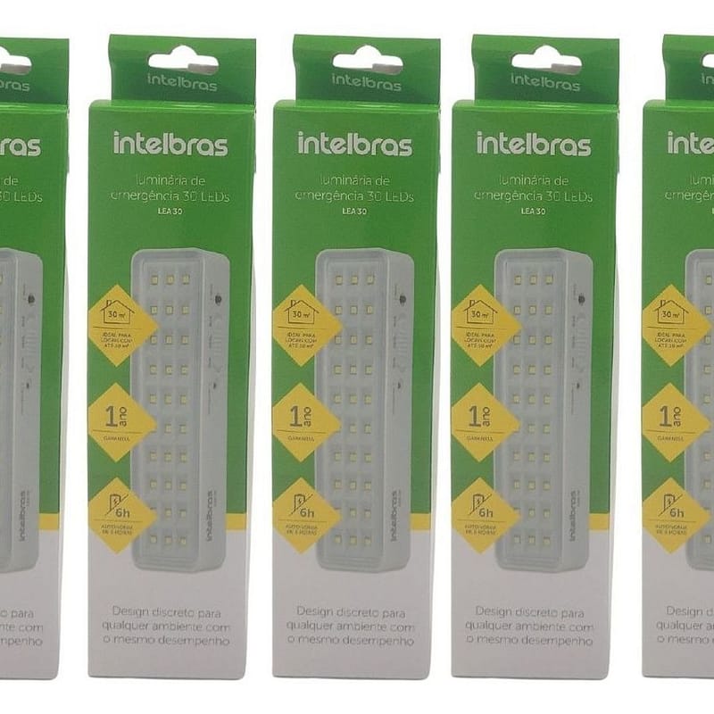 Kit 5 Luminária De Emergência Autônoma De Led 30l Intelbras
